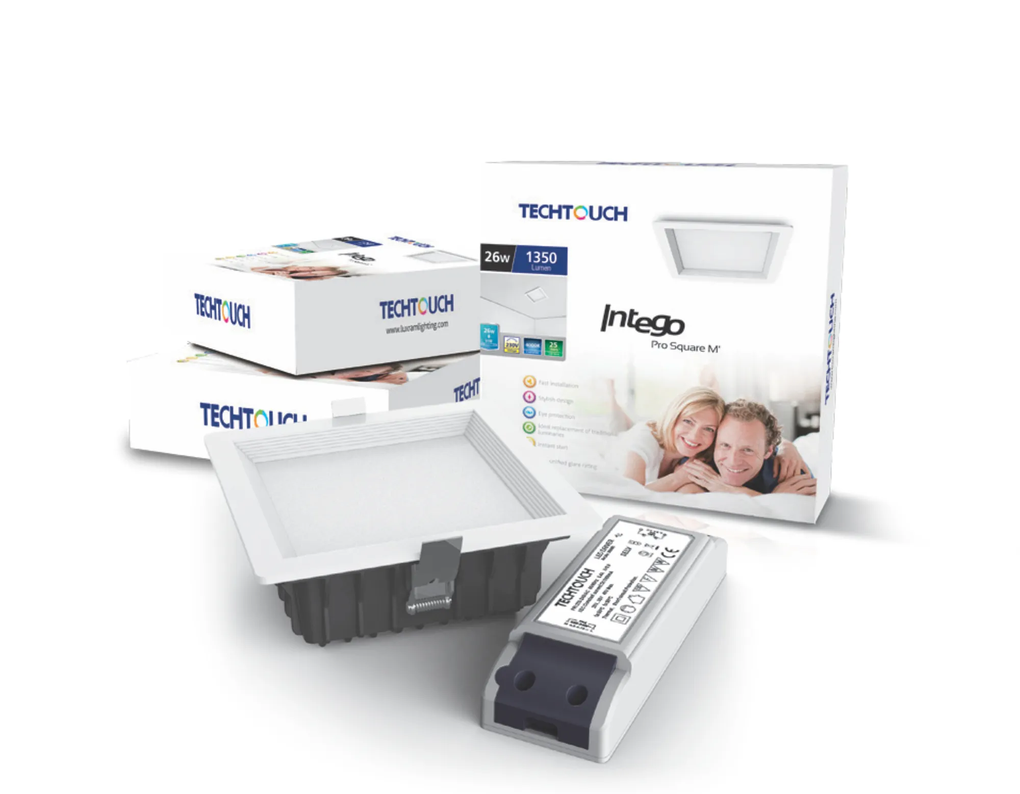 205322  Intego Pro Square Medium 26W 4000K IP42 Cut-Out 155x155mm